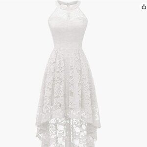 Dressystar Halter Lace Hi-Lo Dress White Sz XS